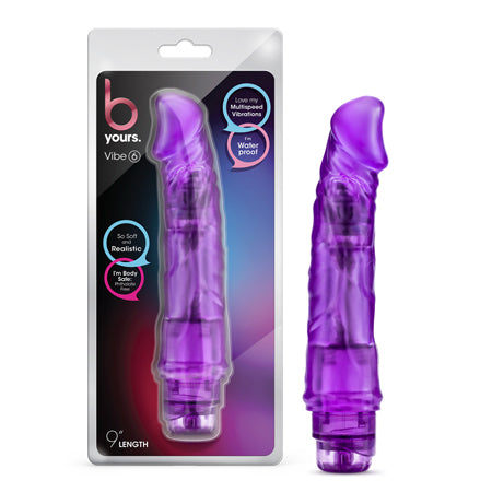 Blush B Yours Vibe 6 Realistic 9.25 in. Vibrating Dildo Purple - Not Very Vanilla