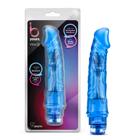 Blush B Yours Vibe 6 Realistic 9.25 in. Vibrating Dildo Blue - Not Very Vanilla