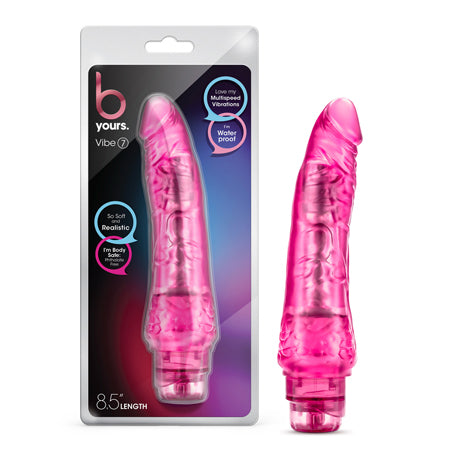 Blush B Yours Vibe 7 Realistic 8.75 in. Vibrating Dildo Pink - Not Very Vanilla