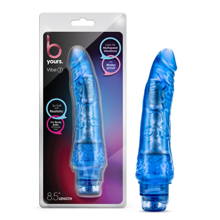 Blush B Yours Vibe 7 Realistic 8.75 in. Vibrating Dildo Blue - Not Very Vanilla