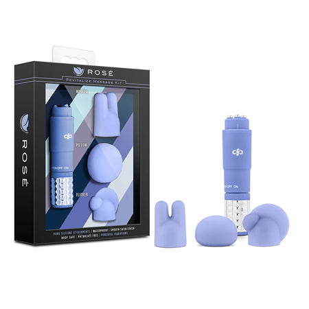 Blush Rose Revitalize Massage Kit with Mini Vibrator & 3 Silicone Attachments Periwinkle - Not Very Vanilla