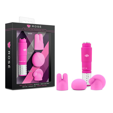 Blush Rose Revitalize Massage Kit with Mini Vibrator & 3 Silicone Attachments Pink - Not Very Vanilla