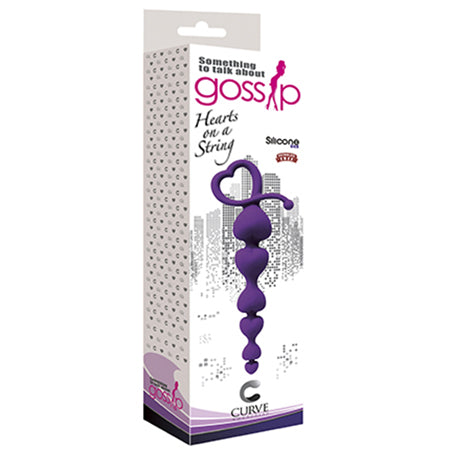 Gossip Hearts on a String Anal Beads Violet - Not Very Vanilla