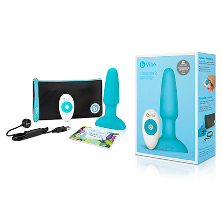 b-Vibe Rimming 2 Rotating and Vibrating Remote Control Plug Teal - Not Very Vanilla