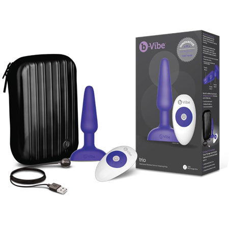 b-Vibe Trio Anal Plug With Travel Case & USB Charger (Purple) - Not Very Vanilla