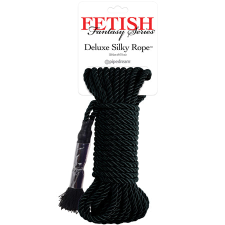 Pipedream Fetish Fantasy Series Deluxe Silk Rope 9.75 m / 32 ft. Black - Not Very Vanilla