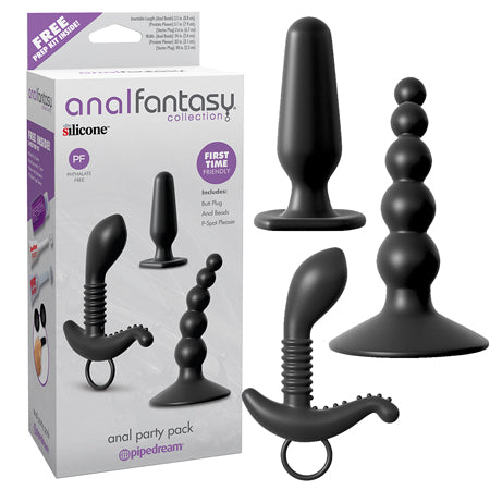 Pipedream Anal Fantasy Collection 3-Piece Silicone Anal Party Pack Black - Not Very Vanilla