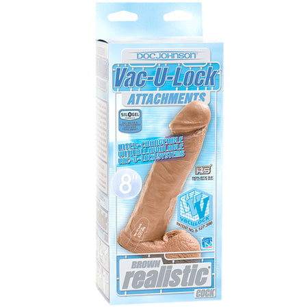 Vac-U-Lock - 8 Inch Realistic Cock Brown - Not Very Vanilla