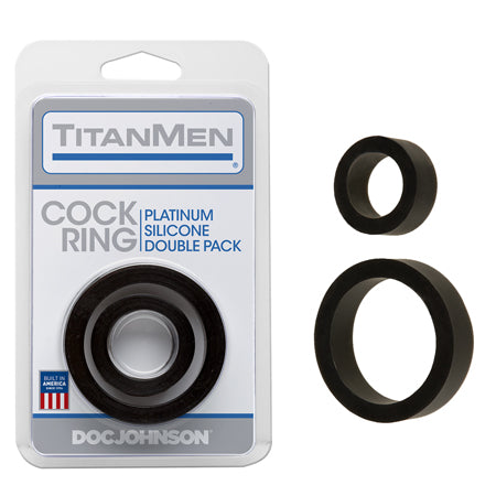 Titanmen Cock Ring Platinum Silicone Double Pack Black - Not Very Vanilla