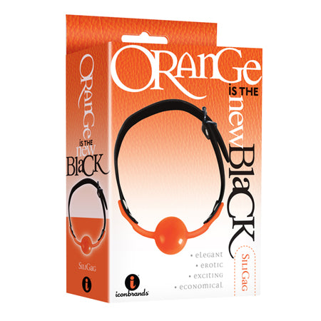 The 9's, Orange Is The New Black, SiliGag Silicone Bag Gag, Orange with Black Faux Leather Straps - Not Very Vanilla