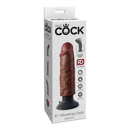 Pipedream King Cock 6 in. Vibrating Cock Poseable Dildo With Suction Cup Brown - Not Very Vanilla