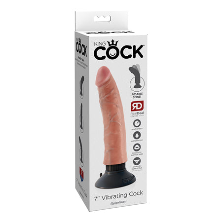 Pipedream King Cock 7 in. Vibrating Cock Poseable Dildo With Suction Cup Beige - Not Very Vanilla