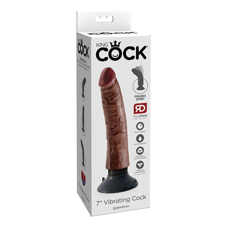 Pipedream King Cock 7 in. Vibrating Cock Poseable Dildo With Suction Cup Brown - Not Very Vanilla