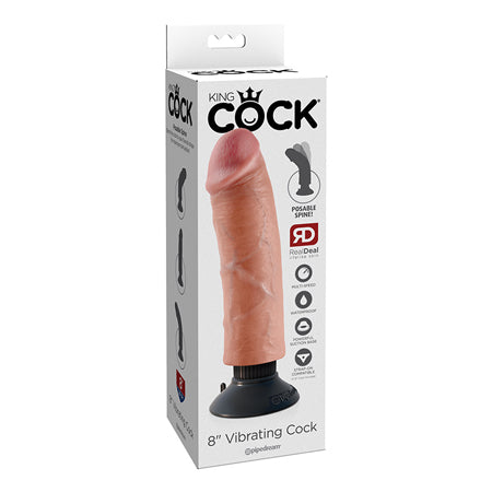 Pipedream King Cock 8 in. Vibrating Cock Poseable Dildo With Suction Cup Beige - Not Very Vanilla