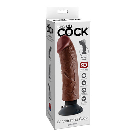 Pipedream King Cock 8 in. Vibrating Cock Poseable Dildo With Suction Cup Brown - Not Very Vanilla