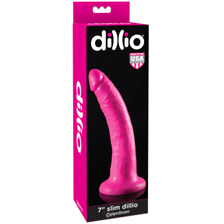 Pipedream Dillio 7 in. Slim Realistic Dildo With Suction Cup Pink - Not Very Vanilla