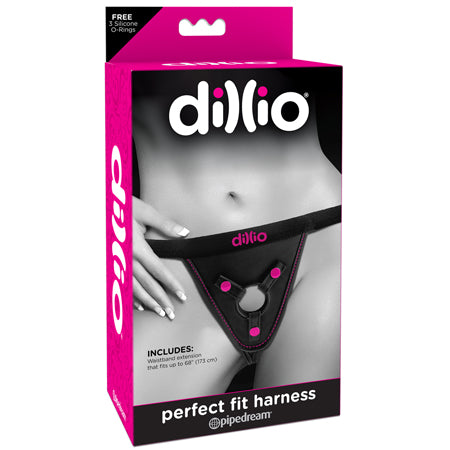 Pipedream Dillio Adjustable Perfect Fit Harness Black/Pink - Not Very Vanilla