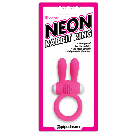 Pipedream Neon Rabbit Ring Vibrating Silicone Cockring With Ears Pink - Not Very Vanilla