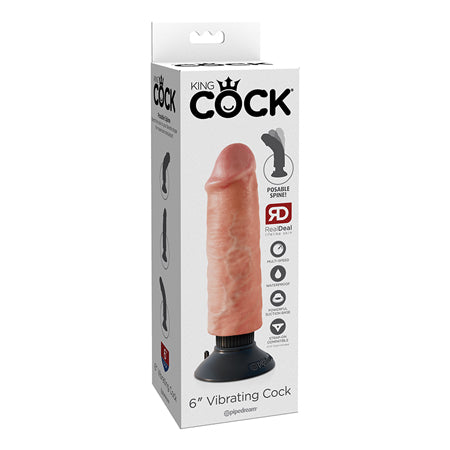 Pipedream King Cock 6 in. Vibrating Cock Poseable Dildo With Suction Cup Beige - Not Very Vanilla