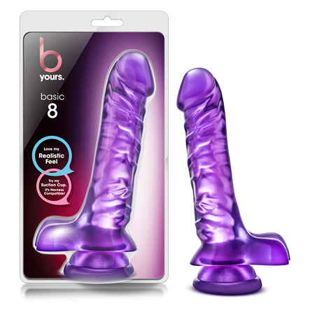 Blush B Yours Basic 8 Realistic 9 in. Dildo with Balls & Suction Cup Purple - Not Very Vanilla