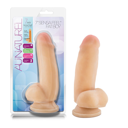 Blush Au Naturel 7 in. Sensa Feel Fat Boy Posable Dual Density Dildo Beige - Not Very Vanilla