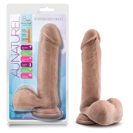 Blush Au Naturel 8 in. Posable Dual Density Dildo with Balls & Suction Cup Tan - Not Very Vanilla