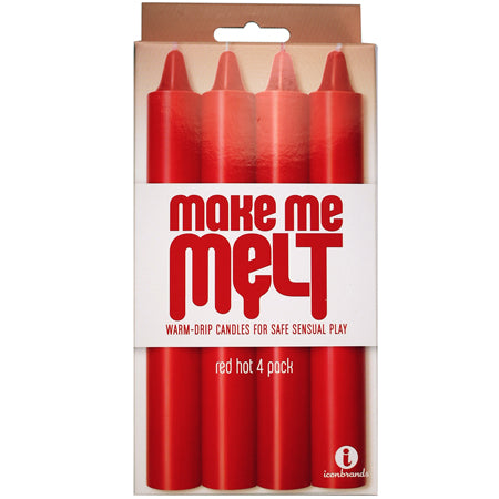 The 9's, Make Me Melt Sensual Warm-Drip Candles, 4 Pack, Red Hot - Not Very Vanilla