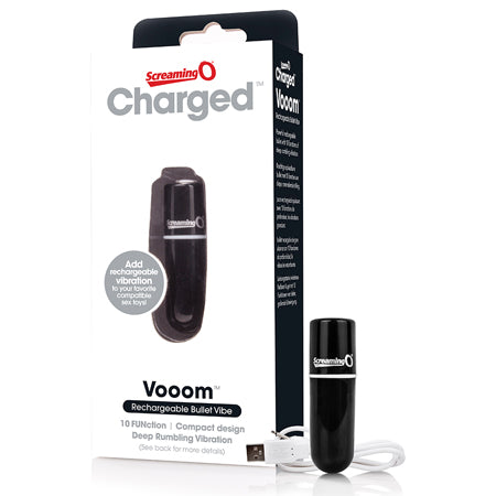 Screaming O Charged Vooom Rechargeable Bullet Vibe - Black - Not Very Vanilla