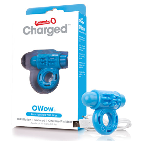 Screaming O Charged OWow Vooom Vibrating Cock Ring - Blue - Not Very Vanilla