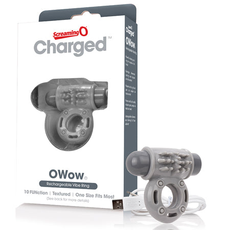 Screaming O Charged OWow Vooom Vibrating Cock Ring - Grey - Not Very Vanilla