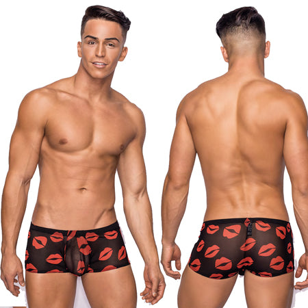 Male Power Kiss Me Mini Short Sheer Lips Large - Not Very Vanilla