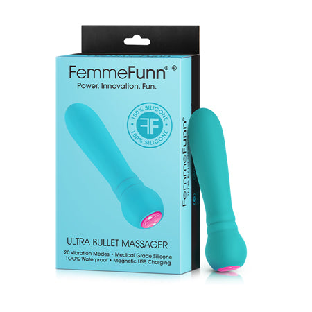 FemmeFunn Ultra Bullet Massager Rechargeable Silicone Vibrator Turquoise - Not Very Vanilla