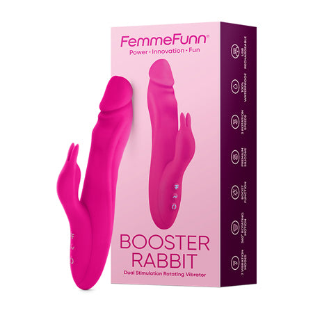 FemmeFunn Vortex Booster Rabbit Rechargeable Silicone Dual Stimulation Rotating Vibrator Pink - Not Very Vanilla