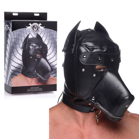 Master Series Muzzled Universal Bdsm Hood With Removeable Muzzle - Not Very Vanilla