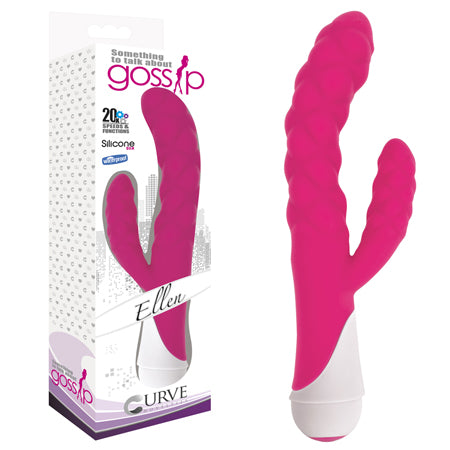 Curve Toys Gossip Ellen Waterproof Textured Silicone Flexible Dual Stimulation Vibrator Magenta - Not Very Vanilla