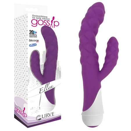 Curve Toys Gossip Ellen Waterproof Textured Silicone Flexible Dual Stimulation Vibrator Violet - Not Very Vanilla