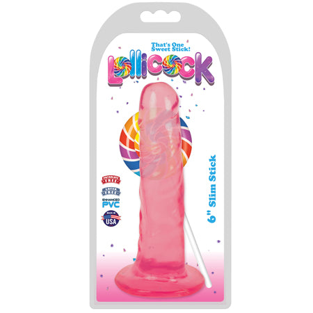 Curve Toys Lollicock Slim Stick 6 in. Dildo with Suction Cup Cherry Ice - Not Very Vanilla