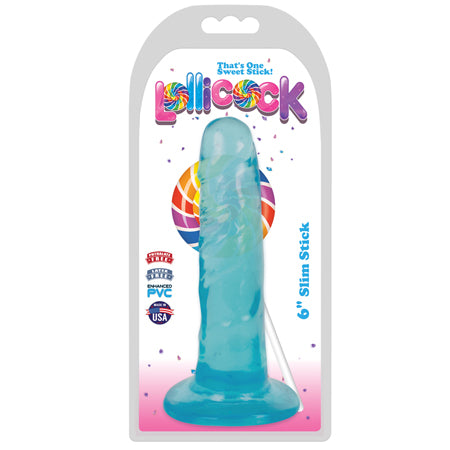 Curve Toys Lollicock Slim Stick 6 in. Dildo with Suction Cup Berry Ice - Not Very Vanilla