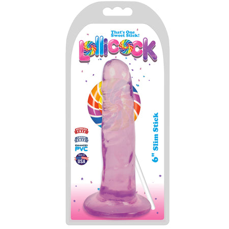 Curve Toys Lollicock Slim Stick 6 in. Dildo with Suction Cup Grape Ice - Not Very Vanilla