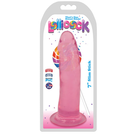 Curve Toys Lollicock Slim Stick 7 in. Dildo with Suction Cup Cherry Ice - Not Very Vanilla