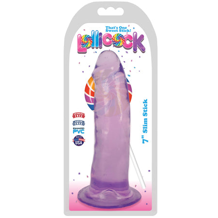 Curve Toys Lollicock Slim Stick 7 in. Dildo with Suction Cup Grape Ice - Not Very Vanilla