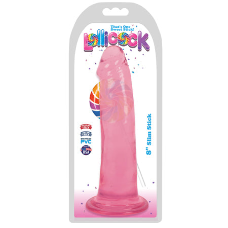 Curve Toys Lollicock Slim Stick 8 in. Dildo with Suction Cup Cherry Ice - Not Very Vanilla