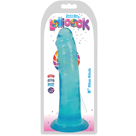 Curve Toys Lollicock Slim Stick 8 in. Dildo with Suction Cup Berry Ice - Not Very Vanilla