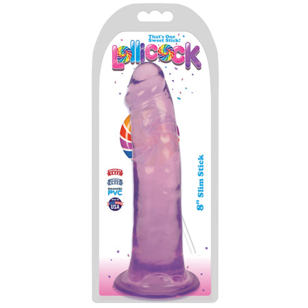 Curve Toys Lollicock Slim Stick 8 in. Dildo with Suction Cup Grape Ice - Not Very Vanilla