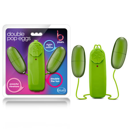 Blush B Yours Double Pop Eggs Remote-Controlled Dual Bullet Vibrator Lime - Not Very Vanilla