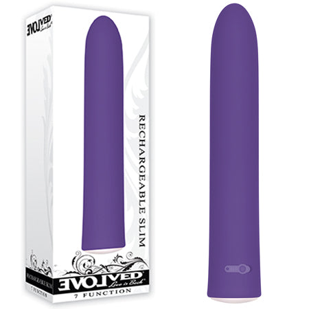 Evolved Rechargeable Sli mline Vibrator Purple - Not Very Vanilla