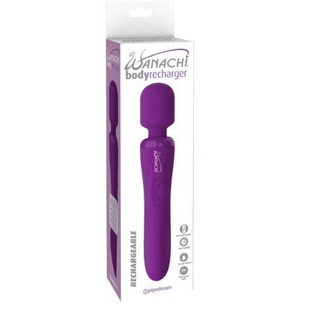 Pipedream Wanachi Body Recharger Rechargeable Silicone Wand Vibrator Purple - Not Very Vanilla