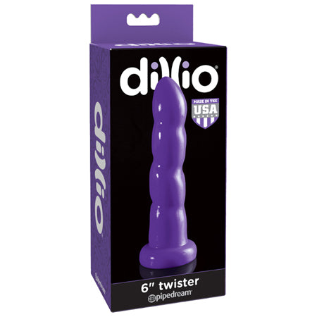 Pipedream Dillio 6 in. Twister Dildo With Suction Cup Purple - Not Very Vanilla