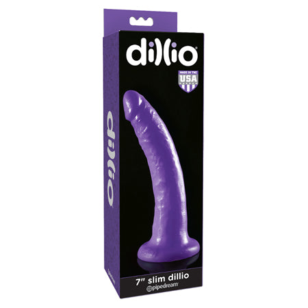 Pipedream Dillio 7 in. Slim Realistic Dildo With Suction Cup Purple - Not Very Vanilla