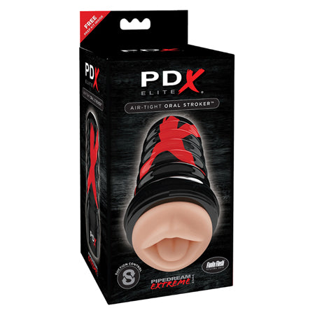 PDX Elite Air Tight Oral Stroker Beige/Black - Not Very Vanilla